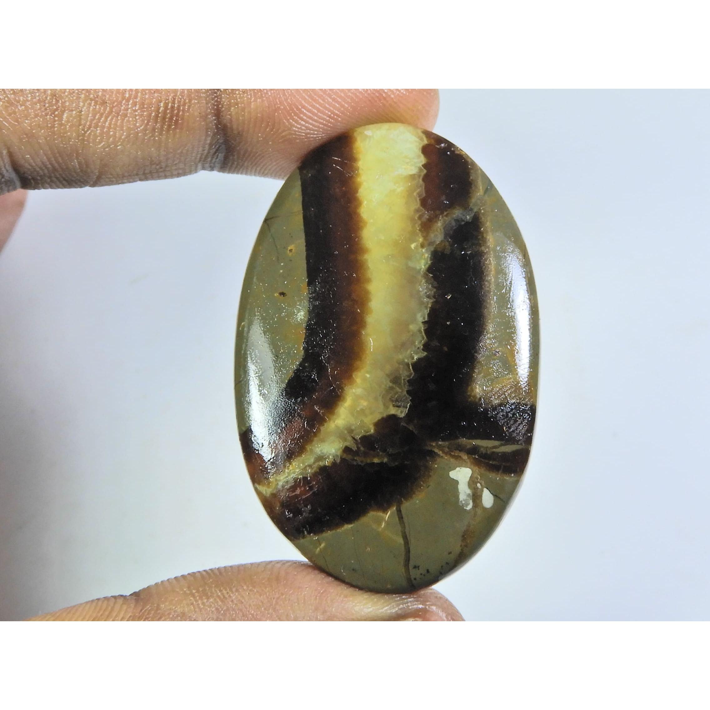 

74Cts.Natural septarian Multi Colour Oval Cabochon Loose Gemstone 30X47X05MM A-369