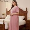 Women Nightgown Plus Size Lace Bow Short Sleeve Long Robe Sexy Home Dress Summer Loungewear for Ladies