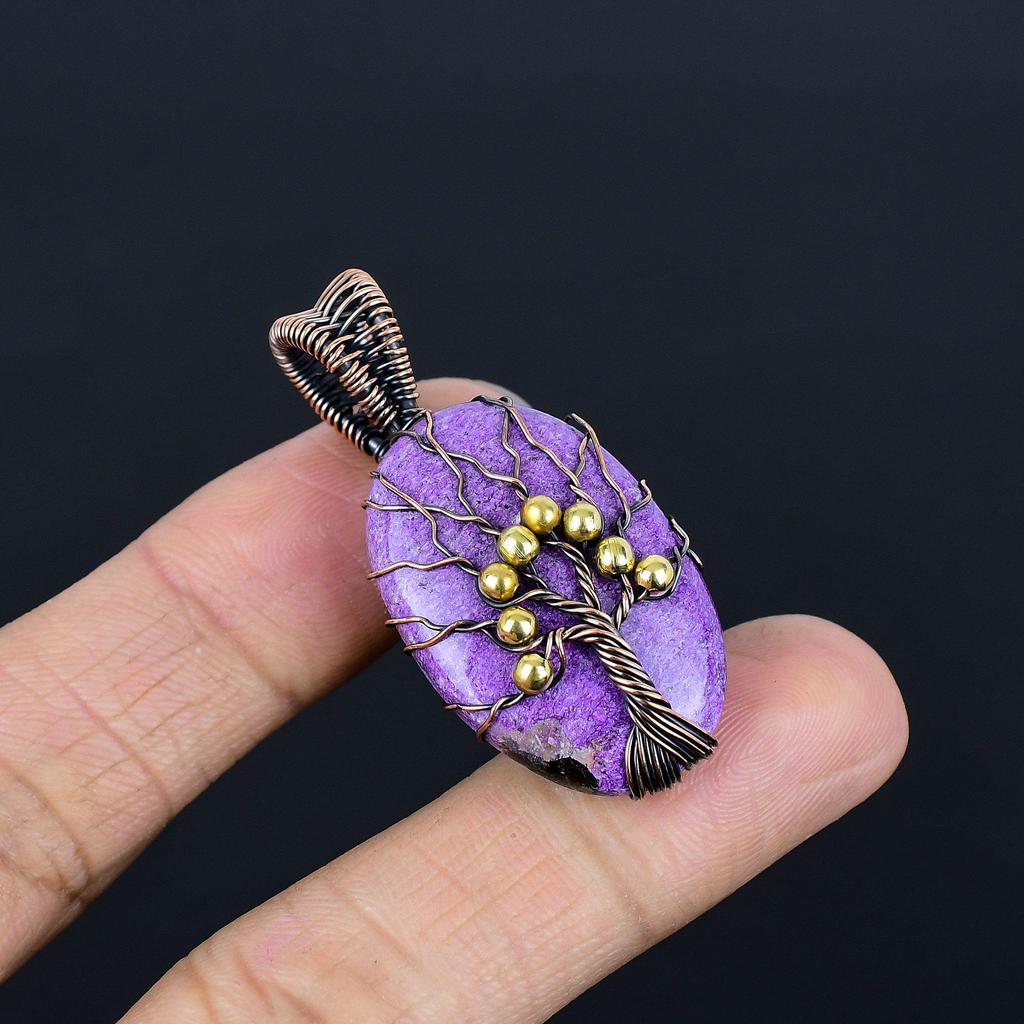 Purpurite Jewelry, 999 Copper Wire Wrapped Pendant Handmade Gemstone Jewelry, Gifts For Wife Brand New Pendant