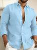 2023 Men's Cotton Linen Solid Color Casual Cardigan Shirt