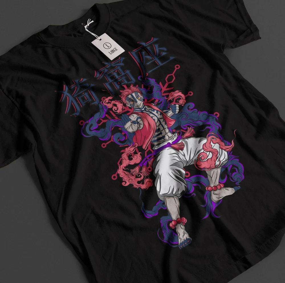 Anime Demon Slayer Kimetsu No Yaiba Akaza Upper Moon 3 Black TShirt S