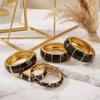 Luxury Black Enamel Gold Color Cuff Bangles for Women Vintage Chunky Geometric Statement Bracelet Set 2026 Trendy Jewelry Gift