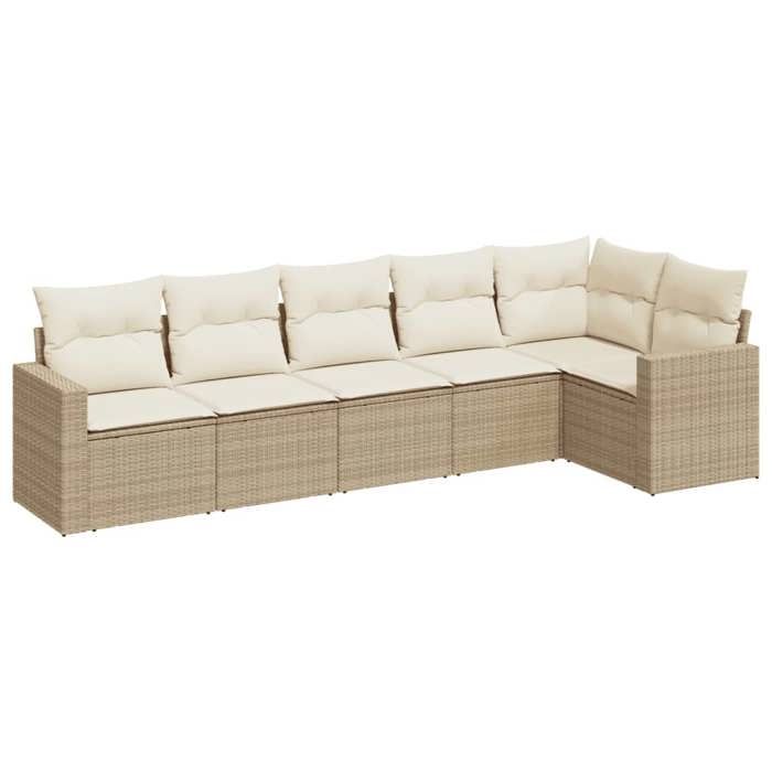VidaXL Salon de jardin avec coussins 6 pcs beige résine tressée 3218978