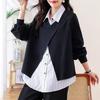Navava Women Long Sleeve Two In One Wrap Style Sweatshirt Nt2207