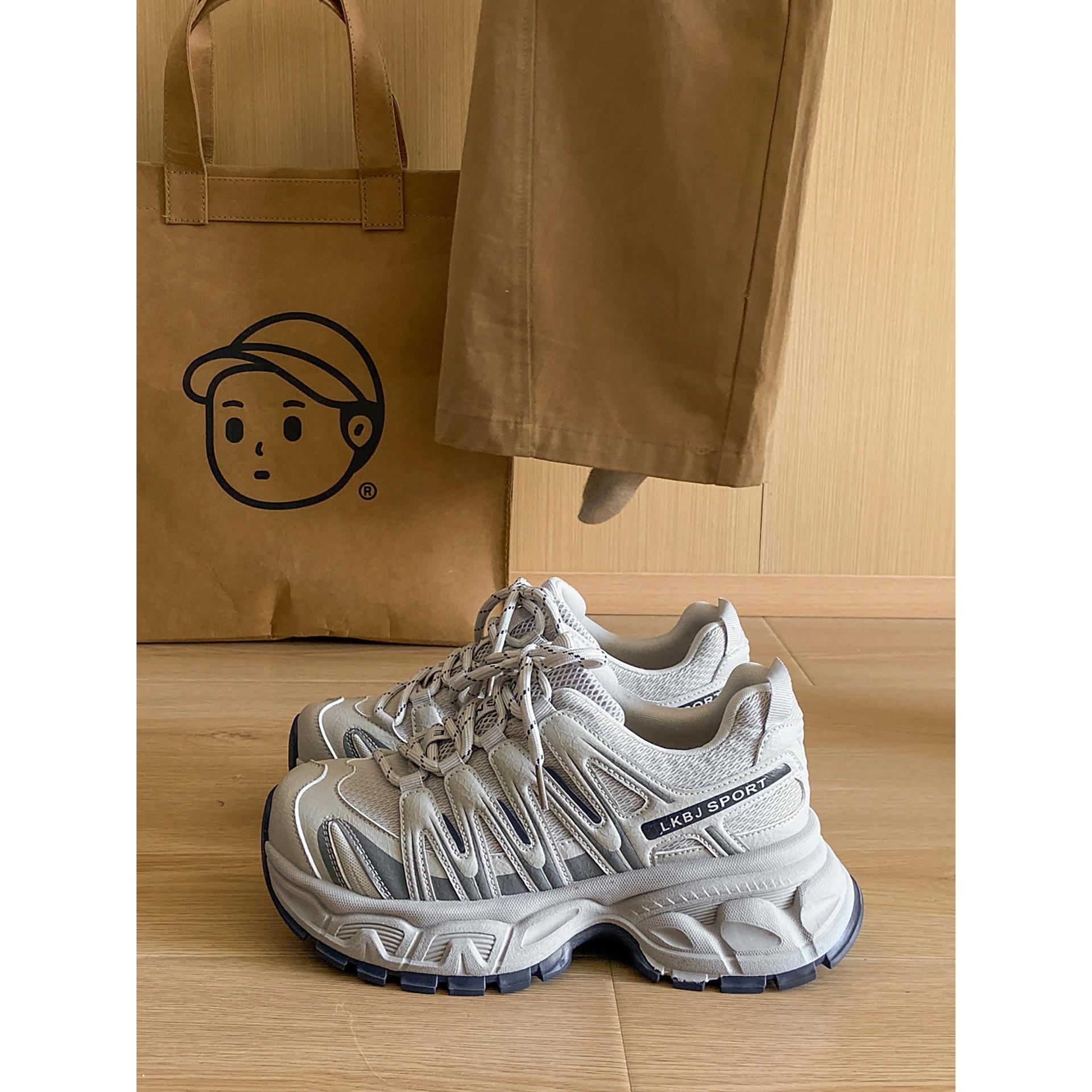 Wang Fan small man heightened platform dad shoes spring and autumn versatile sports shoes 40 жёлтый