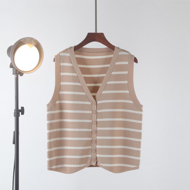 Striped Sleeveless Cardigan for Women - French Chic Autumn 2026 Vest