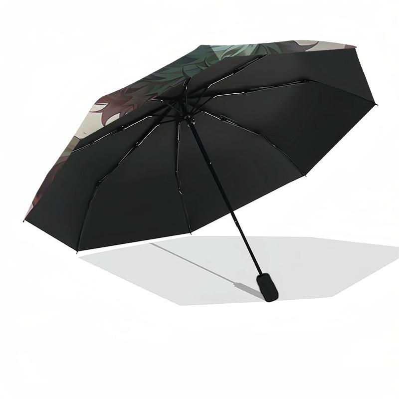 1pc My Hero Academia Izuku Midoriya Theme Outdoor Umbrella - Automatic Opening/Closing, Collapsible 3-Fold Design with Iron Frame - Perfect Gift for F