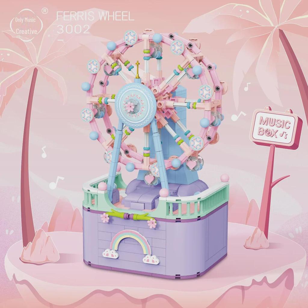 3001 Ferris Wheel Music Box Carousel Building Blocks - Valentine's Day Gift for Boys and Girls