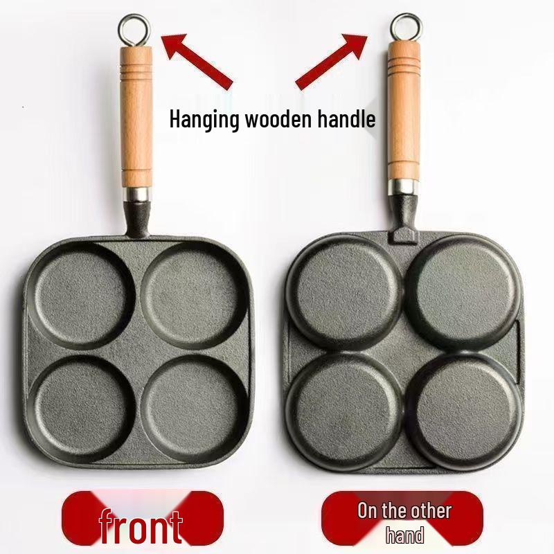 Cast Iron Multi-Hole Breakfast Pan for Eggs, Burgers, and Dumplings
