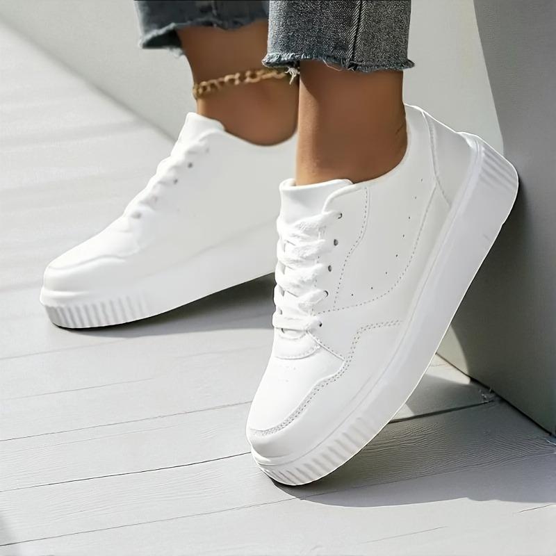 [Leopard Print Sneakers] Women's Beige&Black Low-Top Platform Sneakers Lace-Up Cushioned Breathable All-Season Casual Sports