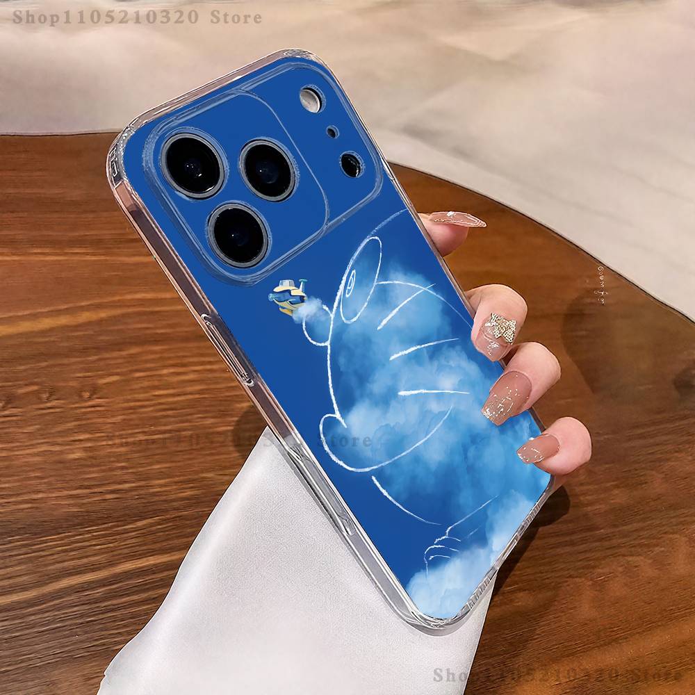 

D-Doraemon Anime Phone Case For iPhone 16,15,17,12,13,14,11 Max,Pro,Plus,X,XS,XR,SE4,E Mini Transparent Cover iPhone17Promax