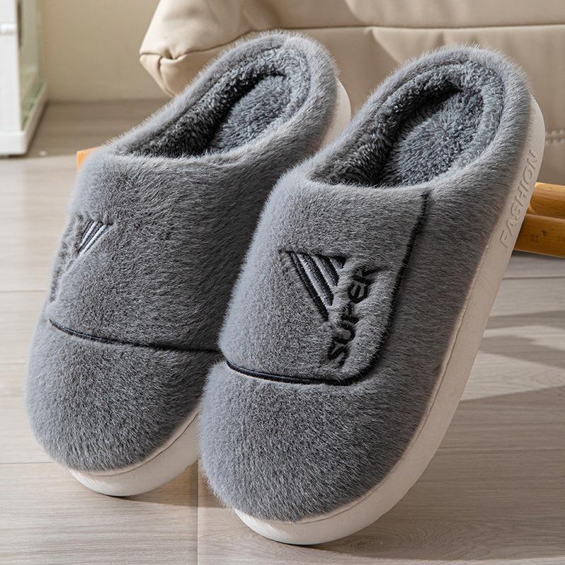 

Новые мужские большие хлопковые тапочки с зимней домашней обстановкой, утолщенный бархат для тепла, мужские тапочки 42