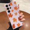 Orange Maple Leaf Pattern Phone Case for Samsung Galaxy S25 S24 Ultra S23 S22 S21 S20 FE Plus Soft TPU Protection Cover
