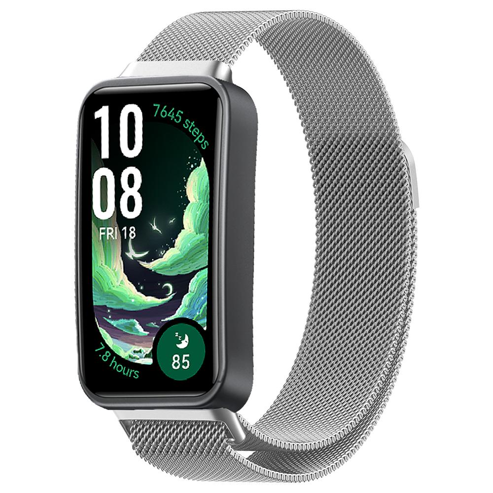 

Миланская петля для Huawei Band 10 9 8 Магнитный металлический браслет из нержавеющей стали Ремешок Аксессуары для Huawei Band 11/11 Pro Huawei Band 10 серебряный