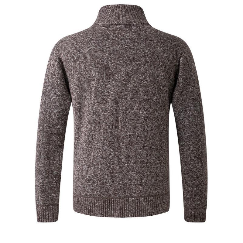 Men's Thick Knit Stand Collar Cardigan