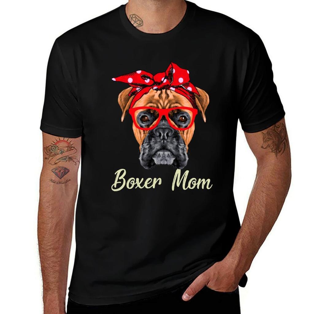Boxer Mom T-Shirt Minimalist Plain Crew Neck T-Shirt
