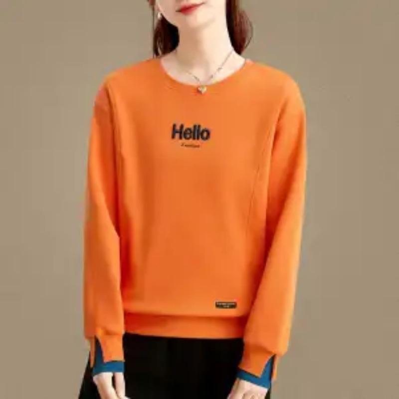 

Корейские женские свитшоты с круглым вырезом, новые весенне-осенние, модные, с надписями, однотонные, минималистичные, повседневные, свободного кроя, с длинным рукавом XXXL оранжевый