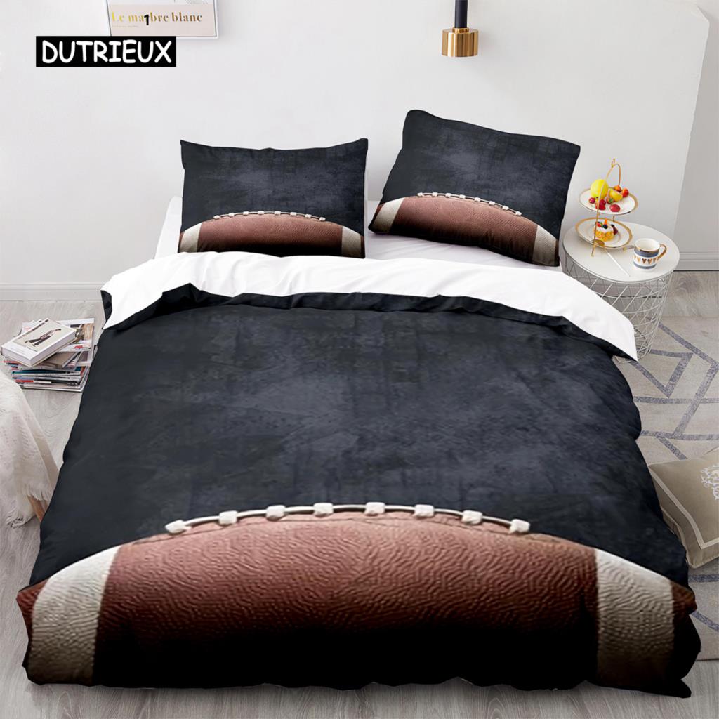 Football Duvet Cover for Boys Girls Burning Football Comforter Cover Microfiber Sports Games Theme Soft King Size Quilt Cover