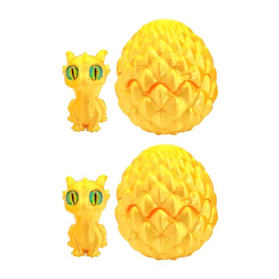 2Pcs 3D Printed Dragon Egg Figurine Movable Joints Dragon Figure Fidget Toy Dragon Egg with Articulated Dragon Inside Decoration Ornament