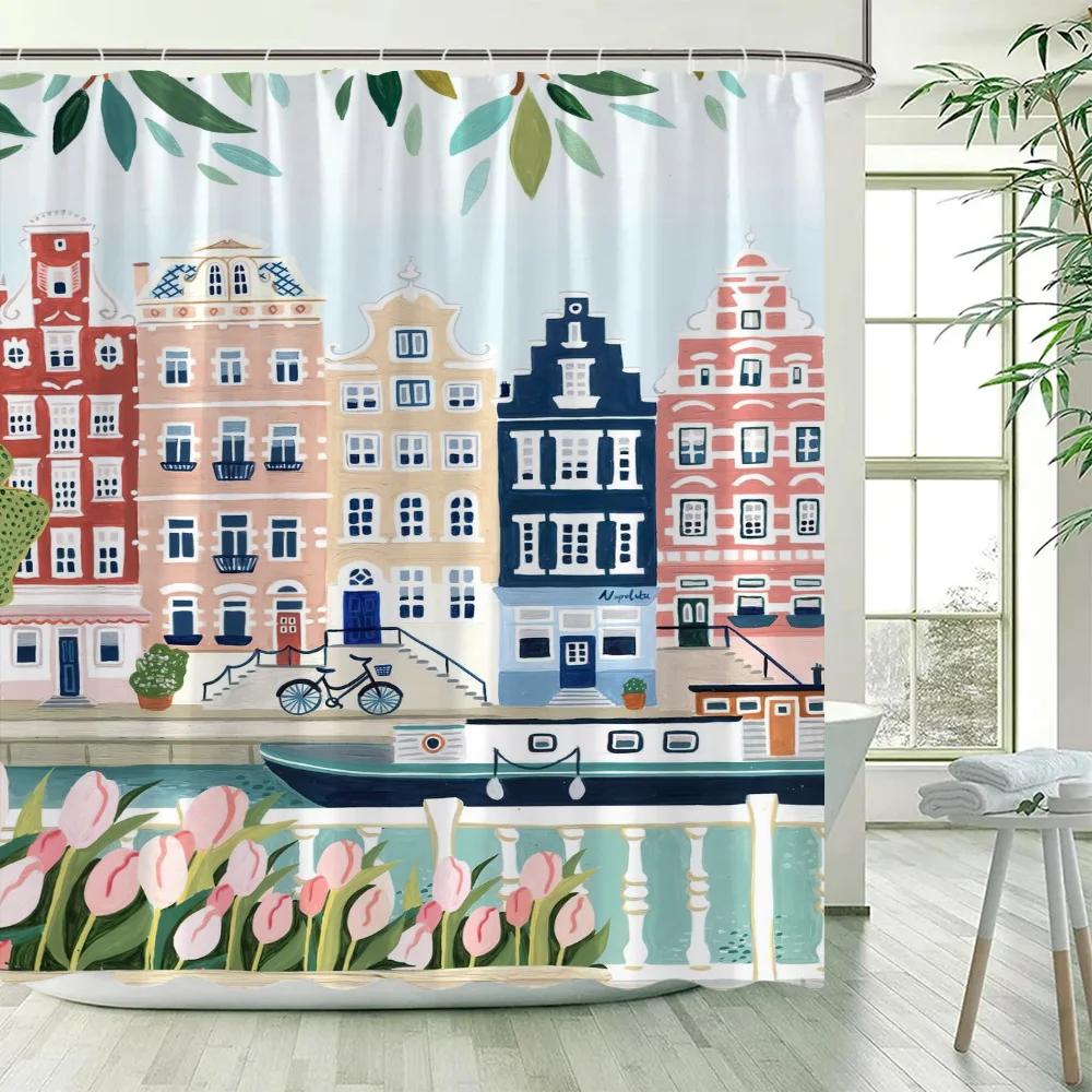 Travel Shower Curtains Bathroom Curtain for Quarto Folding Partition Accessories Bath Bedrooms Houses Rooms Waterproof the Home
