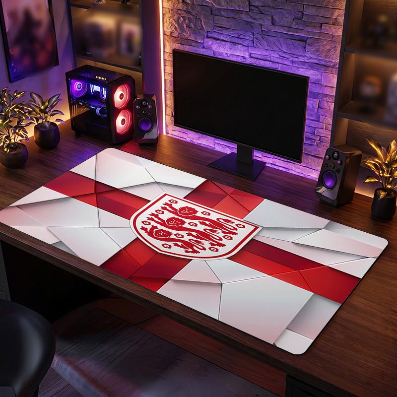 Alfombrilla de ratón con escudo de la selección de fútbol de Inglaterra, Alfombrilla de escritorio extendida de goma antideslizante para juegos, oficina, portátil, regalo para fan