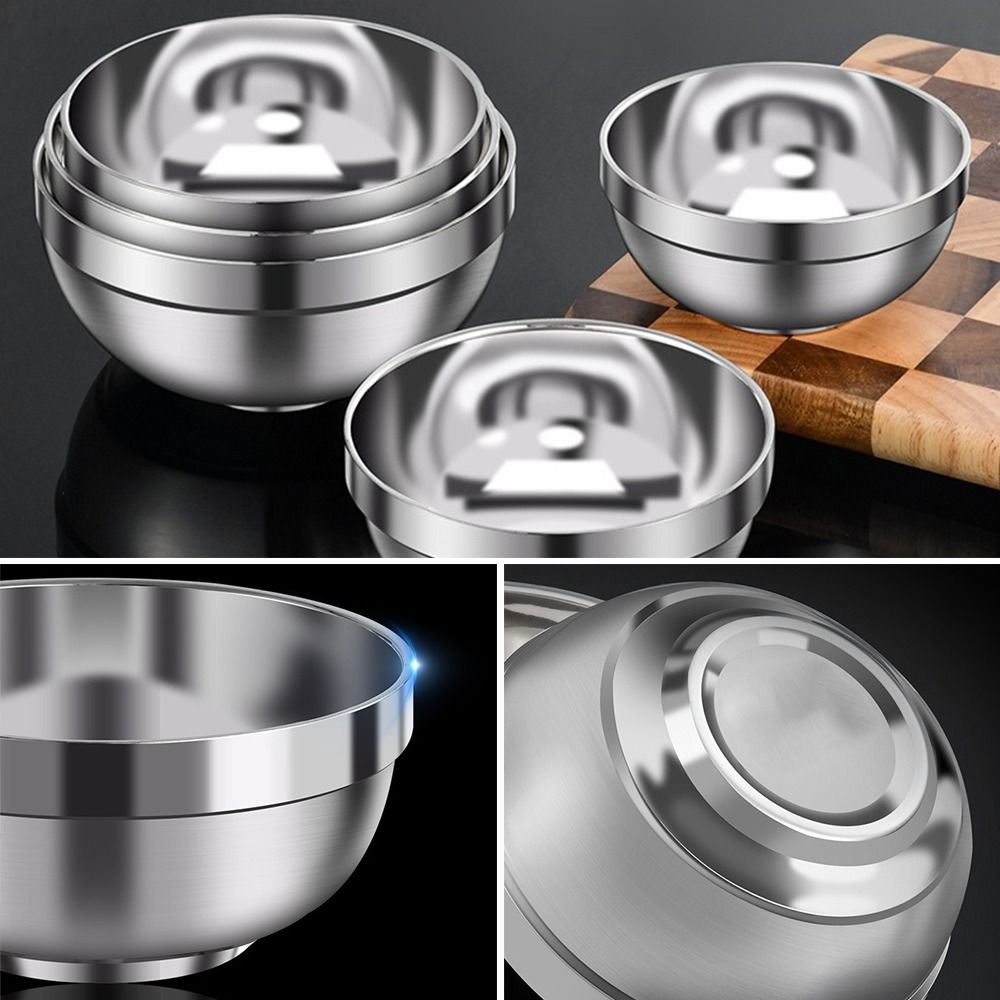 316 Stainless Steel Stainless Steel Bowls Double-layer Thick Durable Soup Rice Bowls Double-walled Insulated Bowl Kindergarten