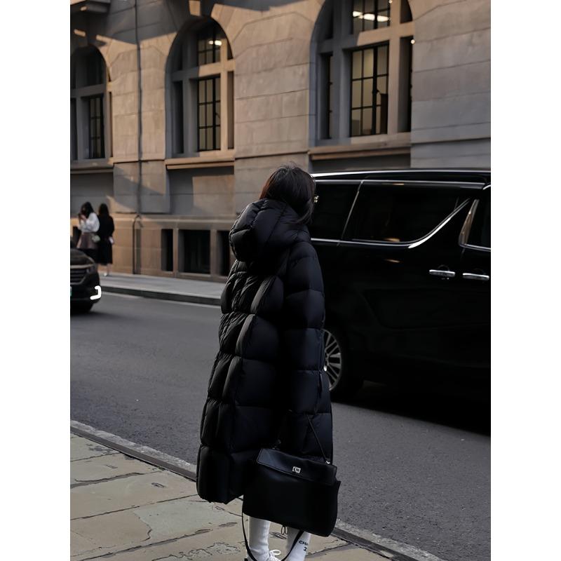 Mid-length Down Jacket for Women New Popular Hooded Over-the-knee Thickened Winter Cotton-padded Jacket