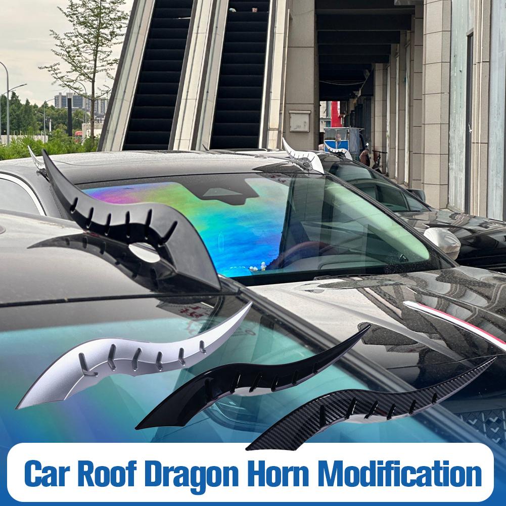 Car Roof Dragon Horn Decorative Modeling 3D Devil Horn Hatchback Auto Sticker Accessories Ornament Roof Suv Halloween Car D R5A9
