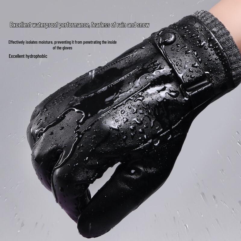 TUCANO Men's Genuine Leather Fleece-Lined Touchscreen Winter Gloves