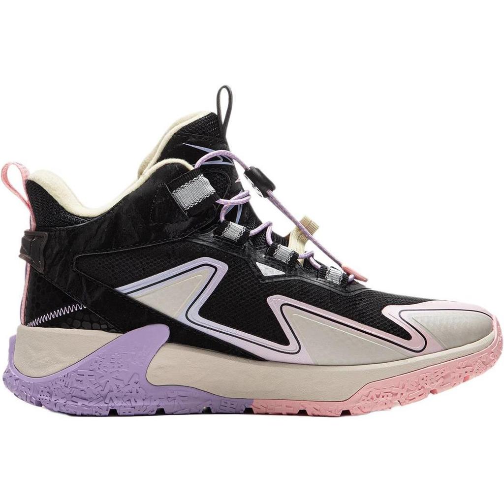 Li Ning Kids Outdoor Soft Comfortable Non-Slip Shock Absorption Support Mid-Top Outdoor Shoes Kids Shoes Black Gray YKEU012-2
