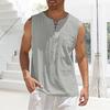 Pánské tílko na šněrování s výstřihem do V, volného střihu, s náprsní kapsou, jednobarevné, ležérní letní top pro každodenní nošení, do posilovny, na cestování