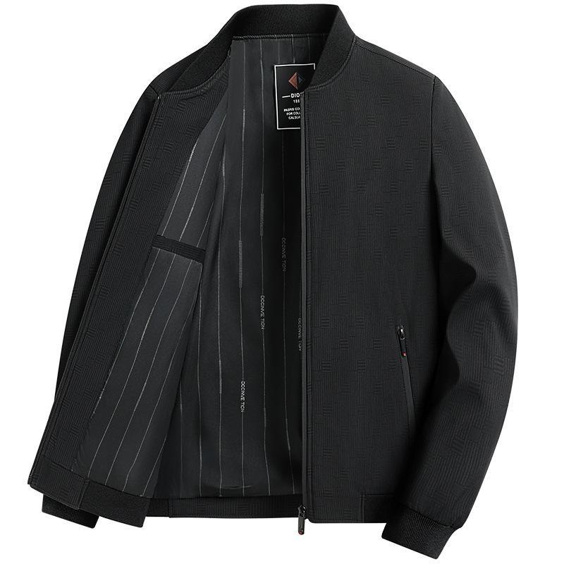 Men Jacket Business Casual Men Wear Middle-Aged Dad Spring And Autumn Baseball Collar Plaid Coat