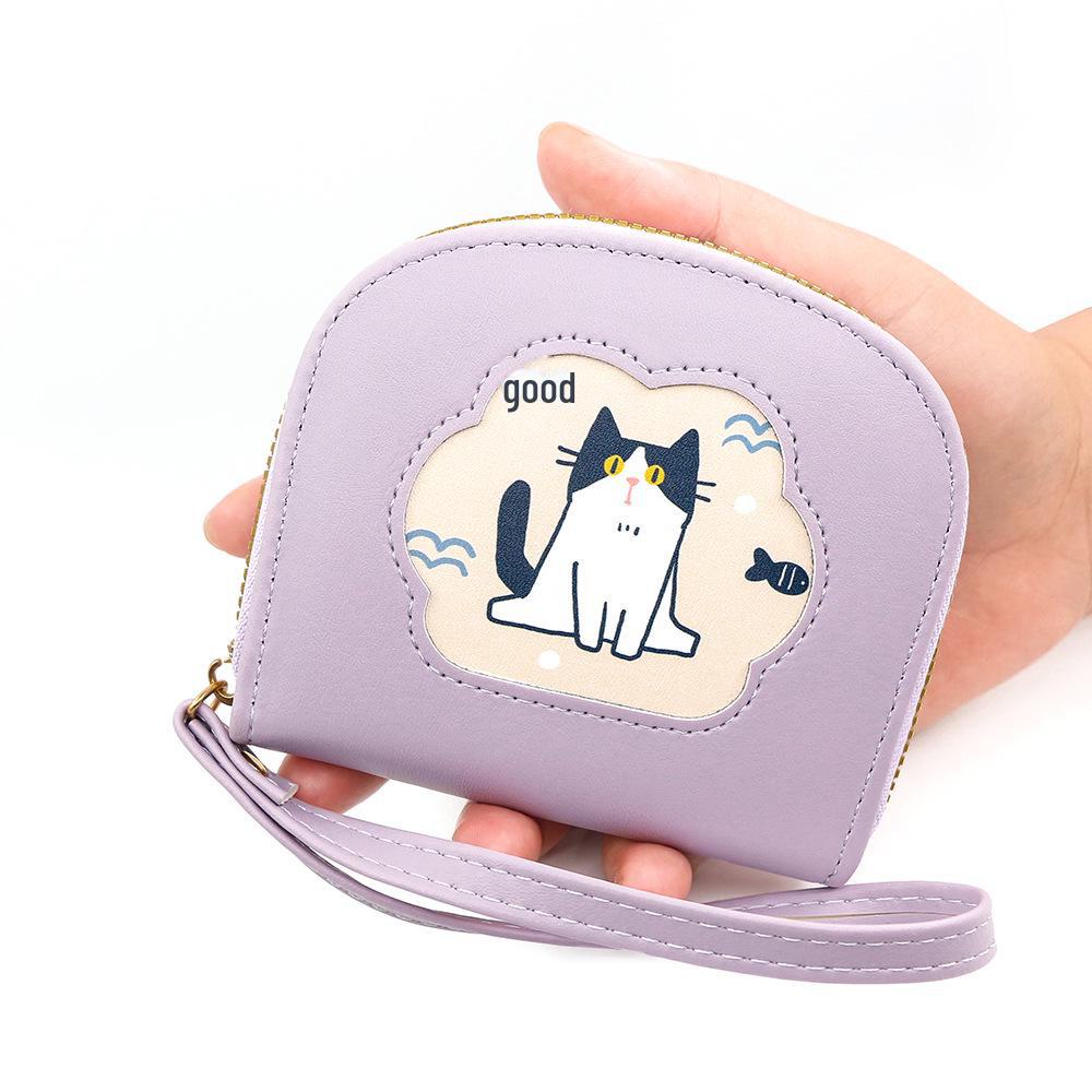 

Женский кошелек в корейском стиле с изображением мультяшного кота - милый кошелек на молнии и держатель для карт RA283 розовый