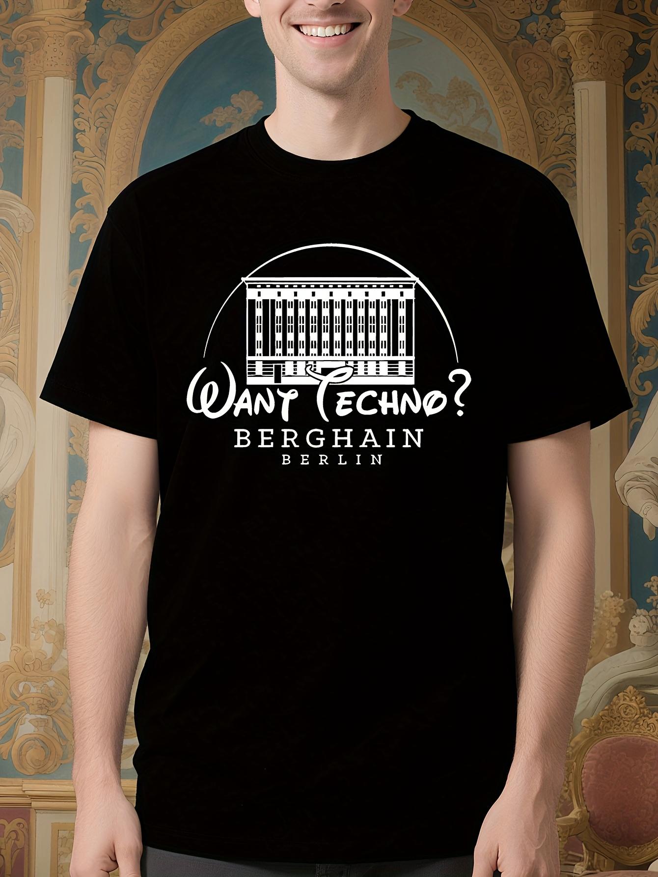 Y2K Retro Techno Graphic Tshirt - Want Techno Berghain Be... S