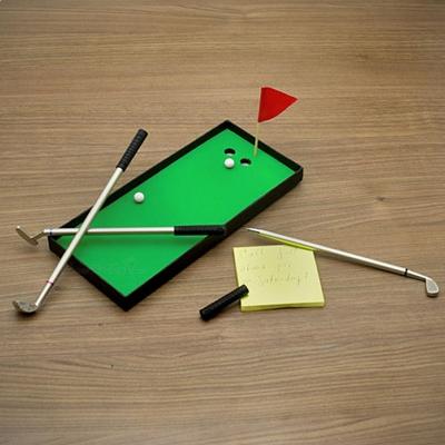 3 Golf Club Pens, Putting Green, Flag, 2 Miniature Golf Game Balls