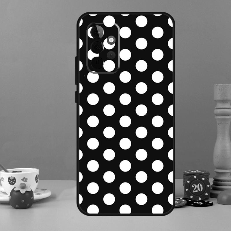 Black And White Polka Dot Case For Samsung Galaxy A52 A32 A12 A14 A34 A54 A13 A33 A53 A73 A50 A70 A71 A51 Back Cover