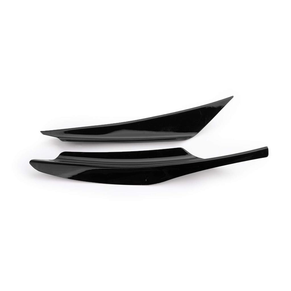 Bruce & Shark 4pcs Universal Car Front Bumper Fin Body Splitter Spoiler Canard Lip Splitter Fin Anti-Scratch Extension Universal Gloss Black