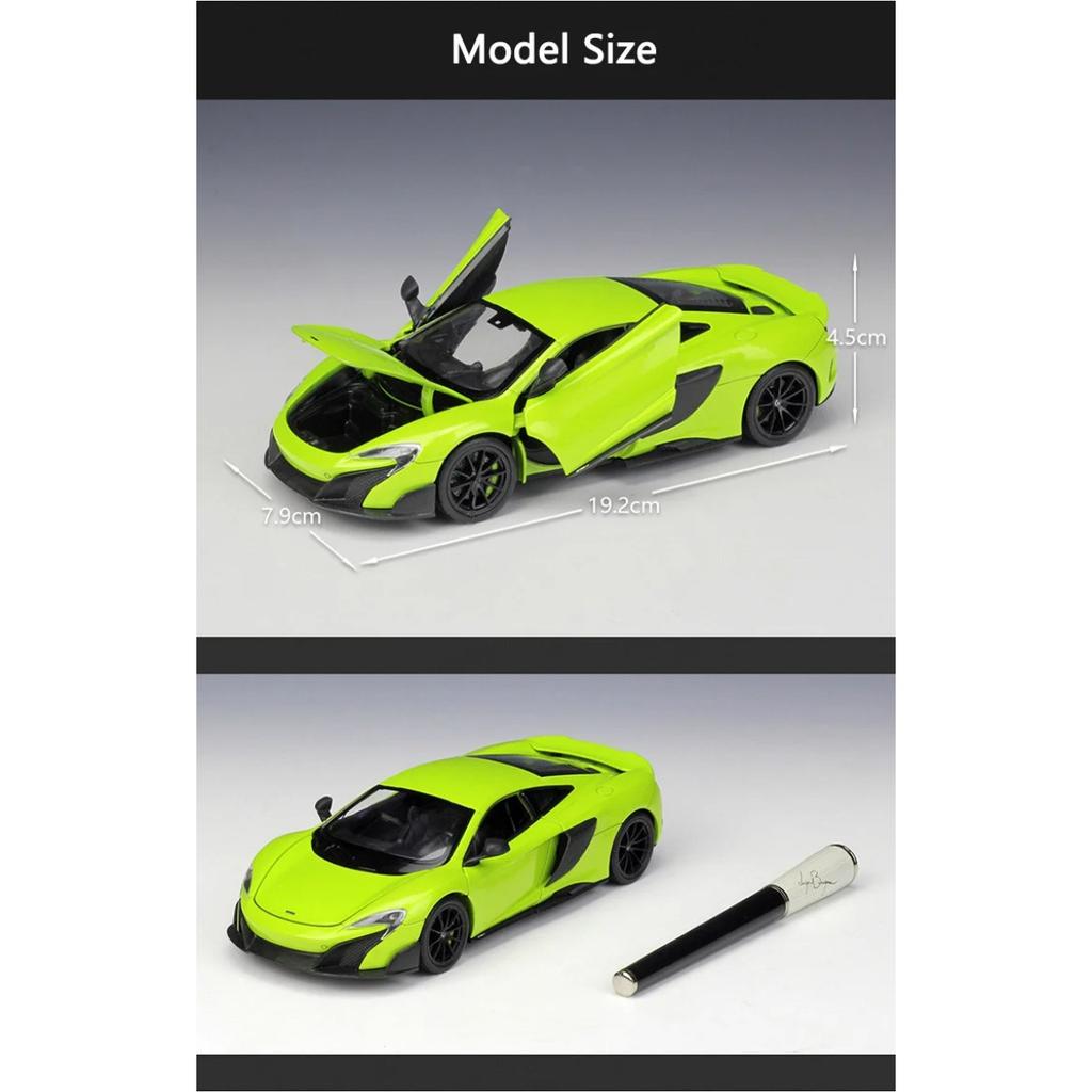 Welly 1/24 McLaren 675LT Alloy Sports Car Model Diecast Metal Racing Vehicles Car Model High Simulation Collection Kids Toy Gift