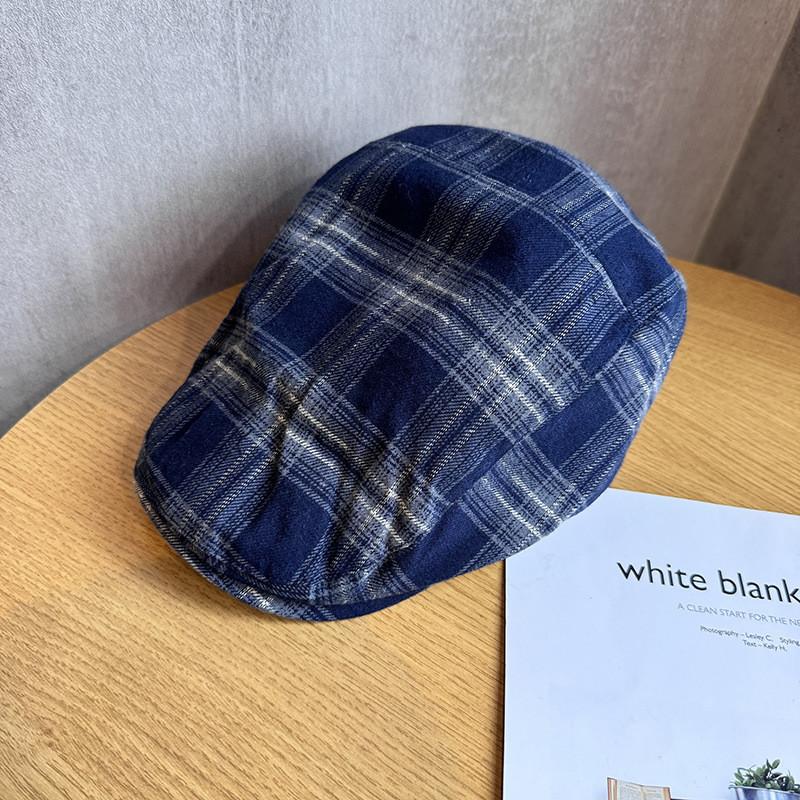 Gingham Retro Duckbill Cap Beret With Ventilation And Sun Protection Women For