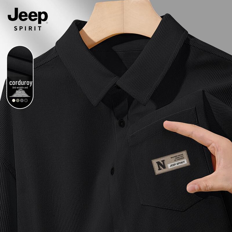 Мужская повседневная вельветовая рубашка с длинным рукавом JEEP SPIRIT M чёрный