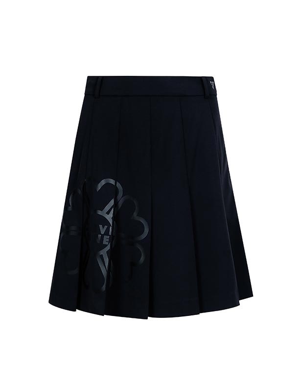 CREVE9 Capri Flower Midi Pleated Skirt Bk