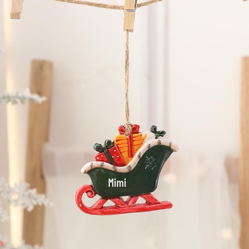 Snowman and Santa Christmas Tree Cartoon Resin Stocking Pendants