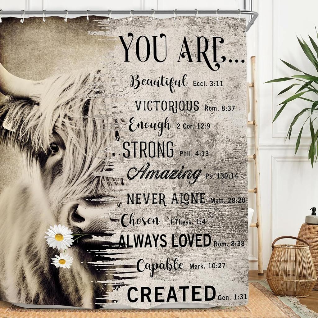 Lion Man Shower Curtain Set - Black/Gold Motivational Quotes, Waterproof Masculine Bath Decor Inspirational Male Design