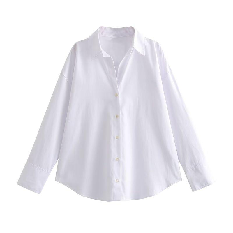 

Kaslead Women s Fashion Style Long Sleeves Lapel Shirt White L