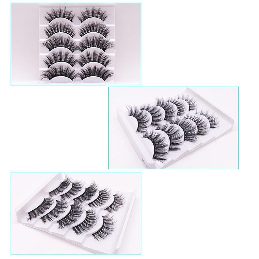 5 Pair 3D Faux False Eyelashes Wispy Cross Long Thick Soft Women Fake Eye Lashes