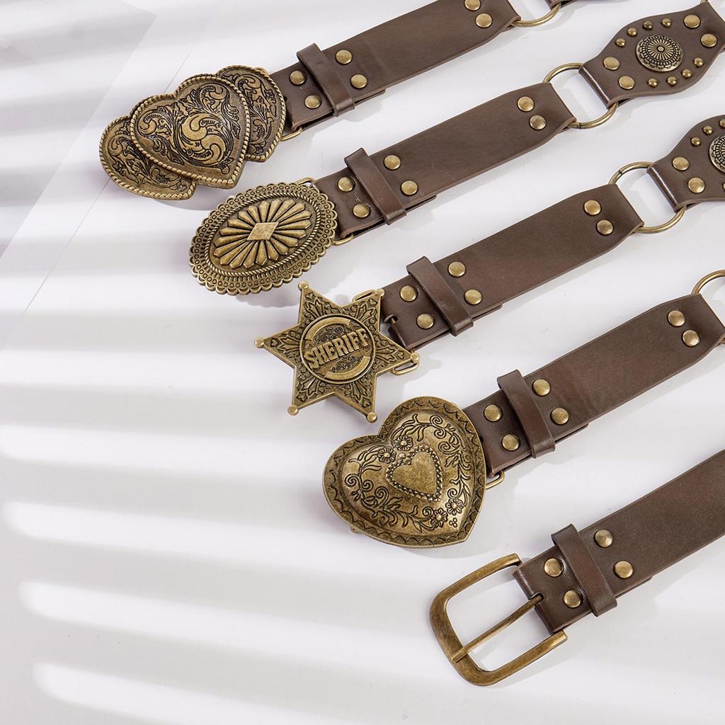 Heart Buckle Waist Belt Punk Chain Heavy Duty Grunge Buckle Modern Waistband Waist Chain Studded Belt