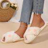 Fashion Heart Mix Color Cotton Slippers for Women Winter Indoor Cross Strap House Cotton Slippers Woman Light Non Slip Fur Slides Ladies