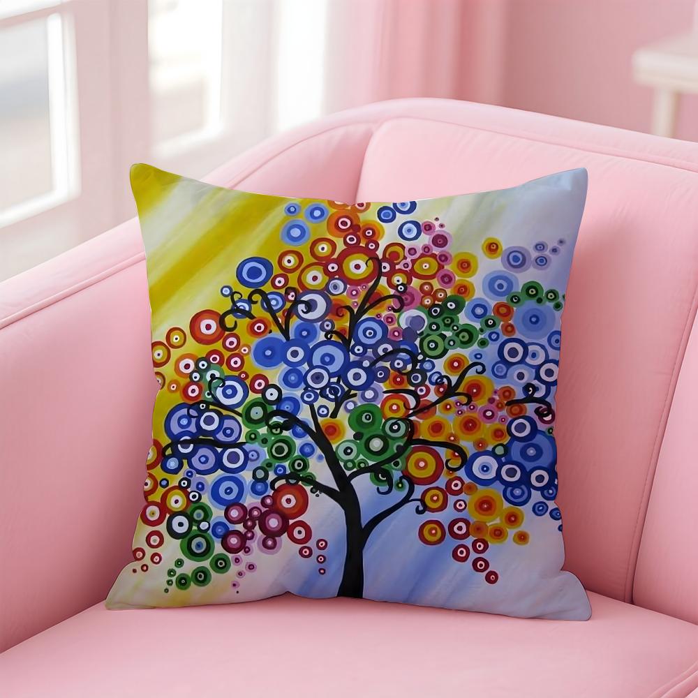 Colored Tree Anime Cushion Cover Pillow Case Soft Friendly Fabric  Concealed Zipper