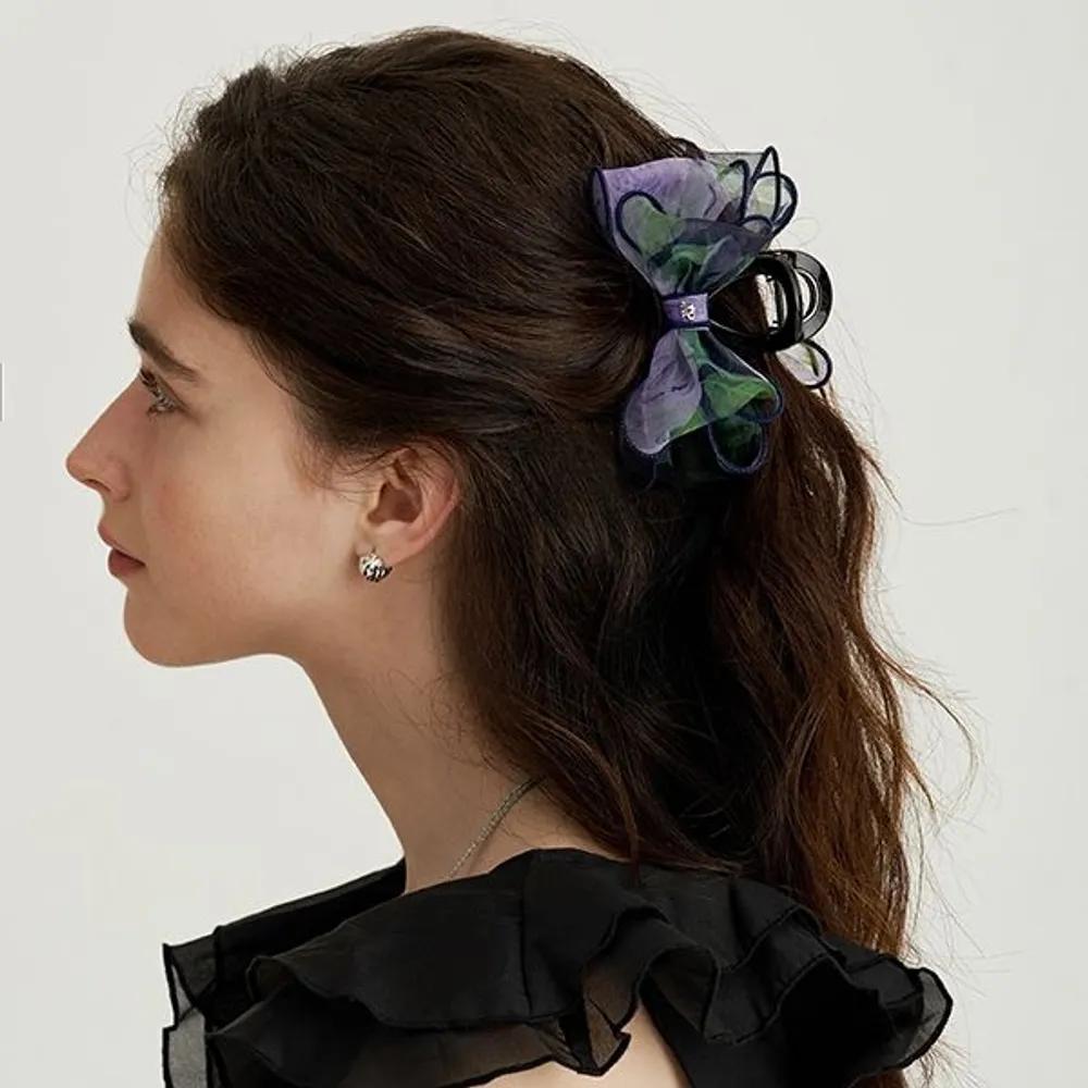 Organza Flower Ribbon Hair Clip JP-25-056CC black