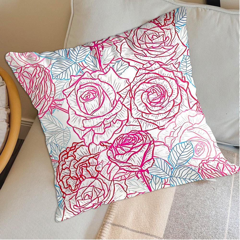 Rose Flowers Pillowcase Cushion Cover 45X45 Ornamental Pillows Christmas Decoration Personalized Gift Nordic Home